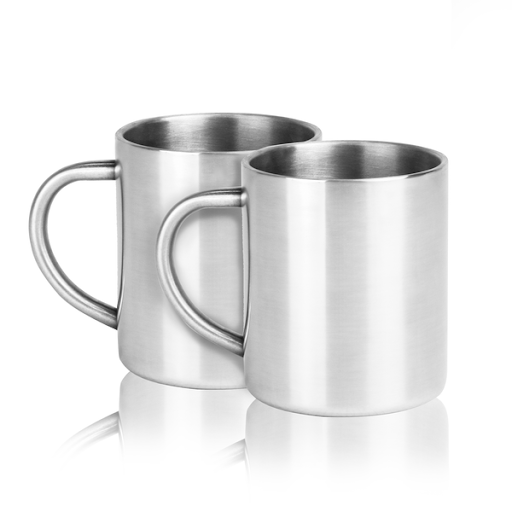 Two stainless steel mugs