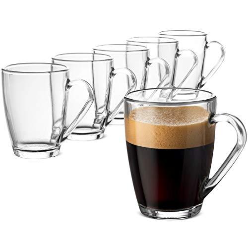 A glass coffee mug