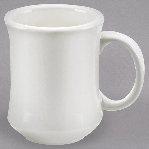 white stoneware mug